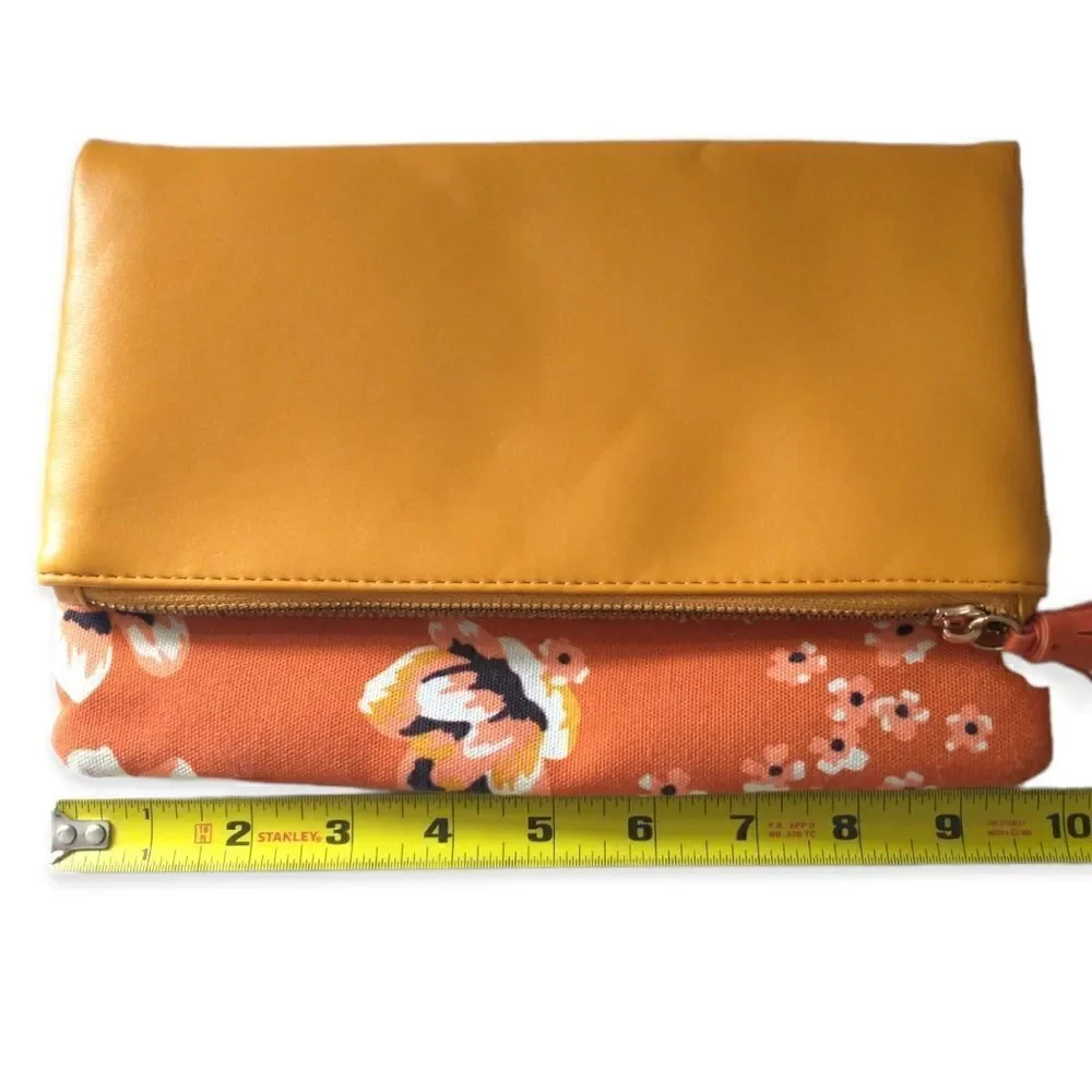 Rachel Pally Zahara Clutch Envelope Folding Floral Orange Blossoms Vegan Leather